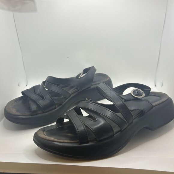 Black Leather Dansko Strappy Sandals With Adjustable Buckle & Cushioned Sole 42 - Picture 5 of 10